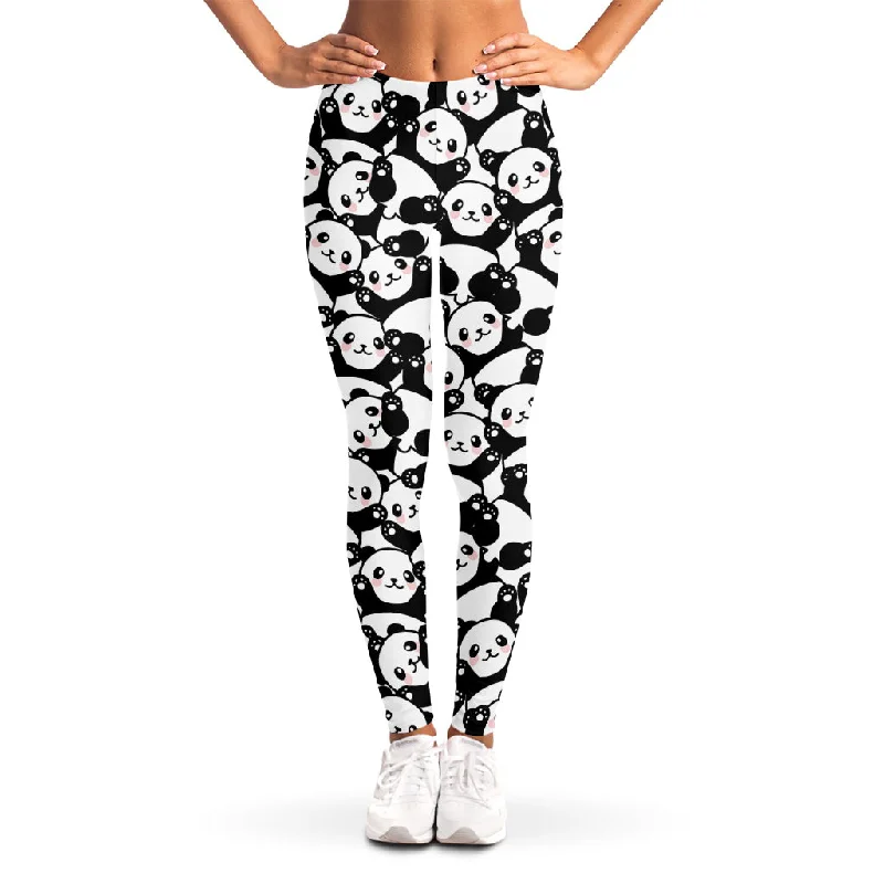 Cute Happy Panda Pattern Print Women's Leggings