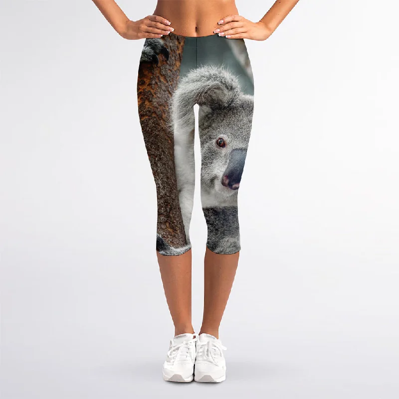 Cute Koala Print Women's Capri Leggings