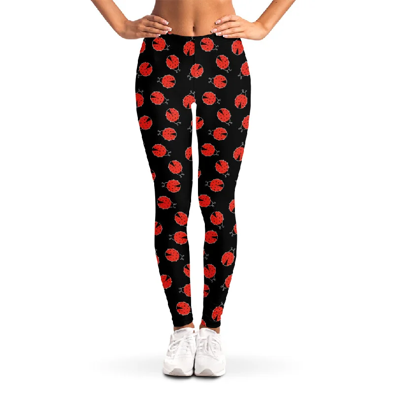 Cute Ladybird Pattern Print Women's Leggings