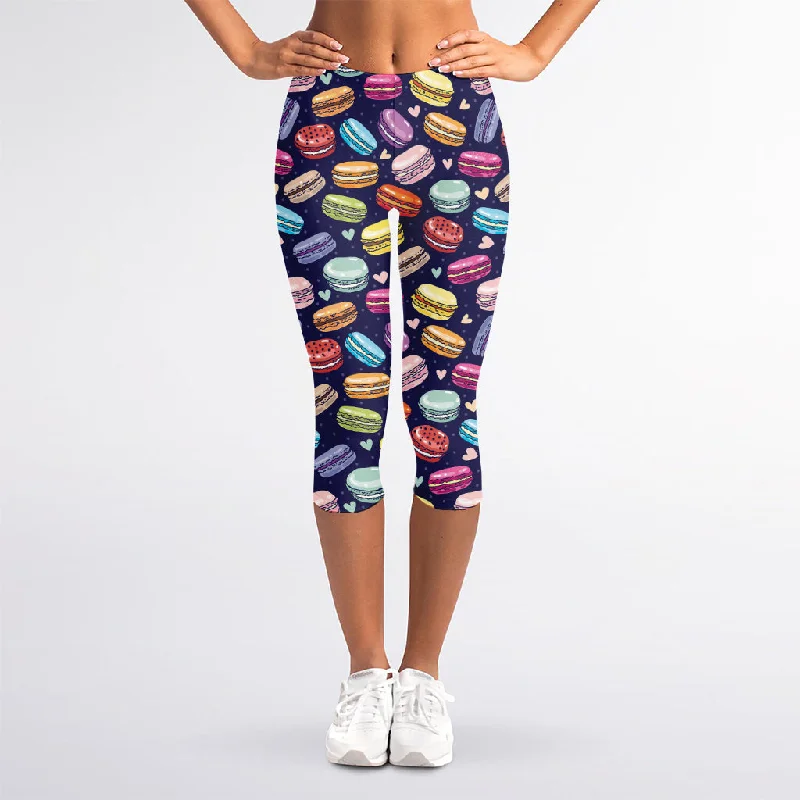 Cute Macarons Pattern Print Women's Capri Leggings