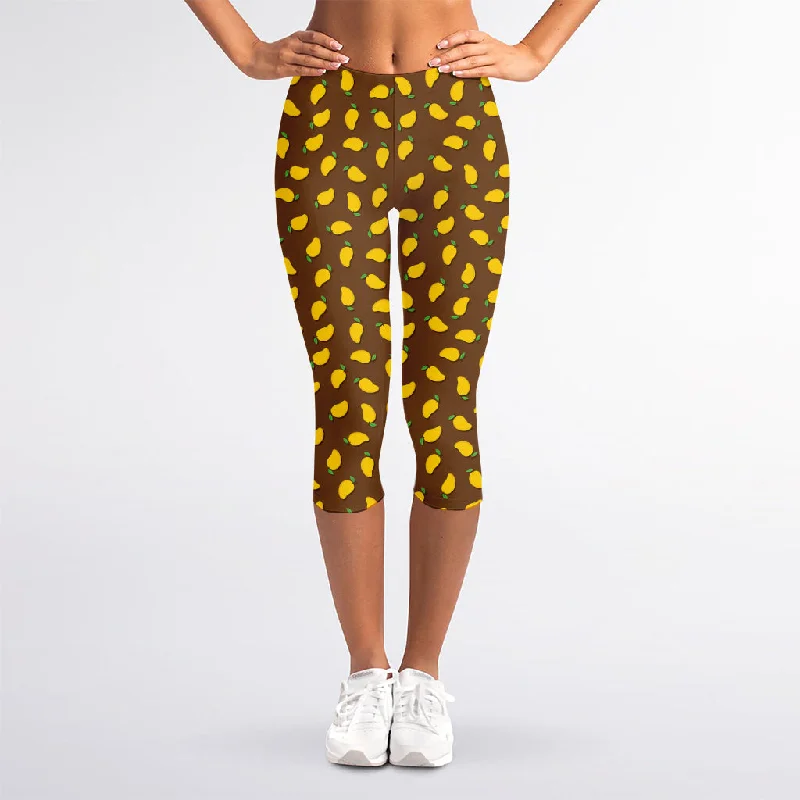 Cute Mango Pattern Print Women's Capri Leggings