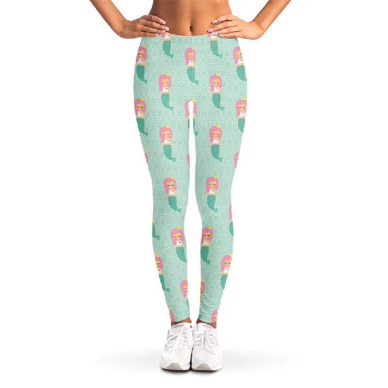 Cute Mermaid Pattern Print Women's Leggings