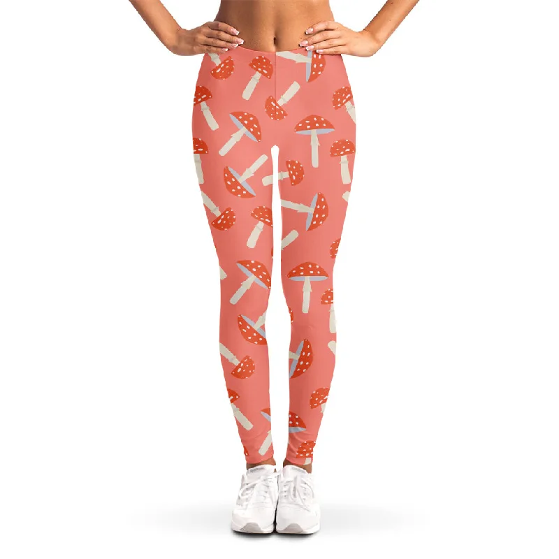 Cute Mushroom Pattern Print Women's Leggings