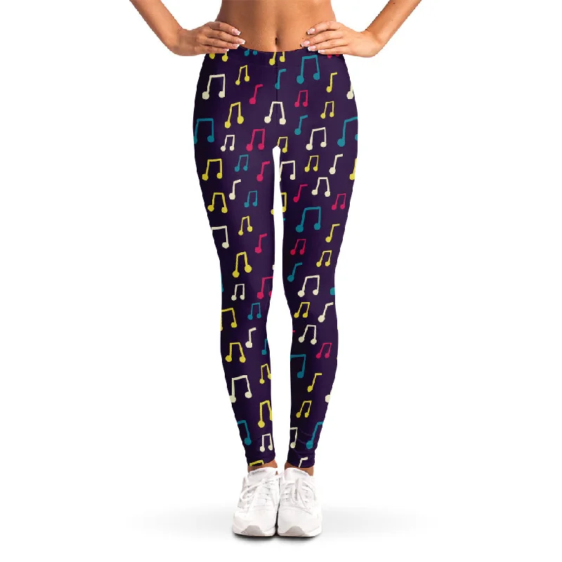 Cute Music Notes Pattern Print Women's Leggings