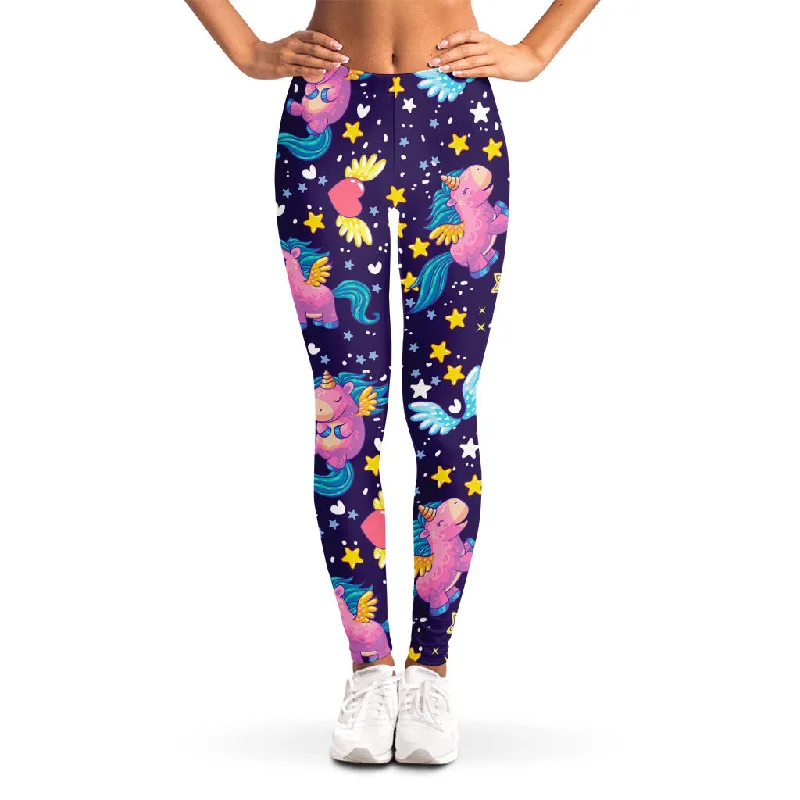 Low Prices Cute Night Star Unicorn Pattern Print Women's Leggings