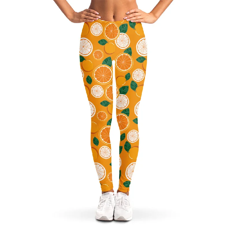 Cute Orange Fruit Pattern Print Women's Leggings