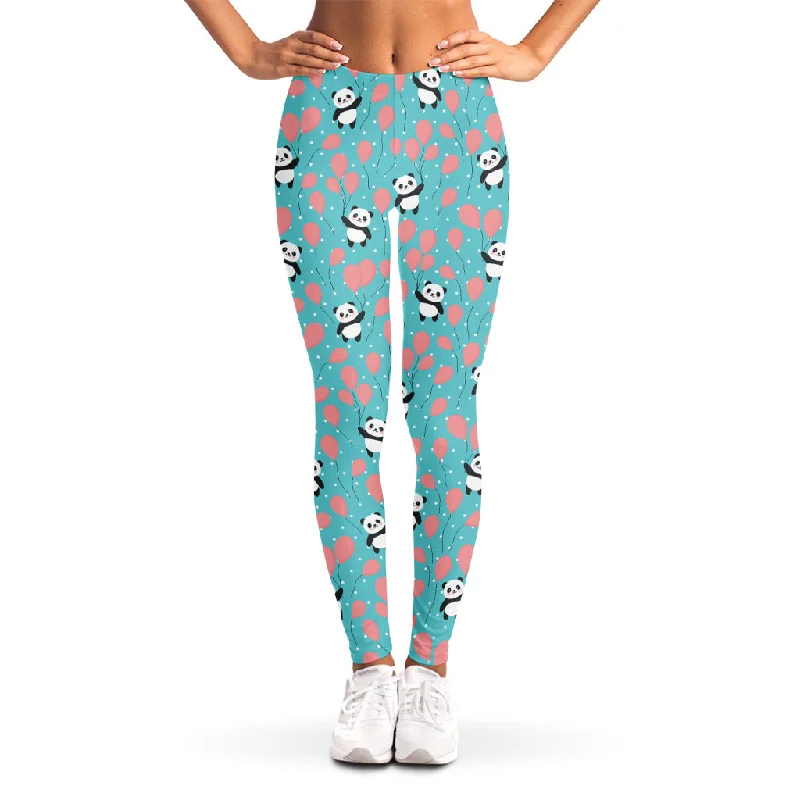 Cute Panda And Balloon Pattern Print Women's Leggings