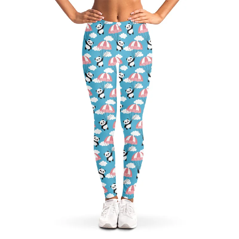 Cute Panda And Parachute Pattern Print Women's Leggings