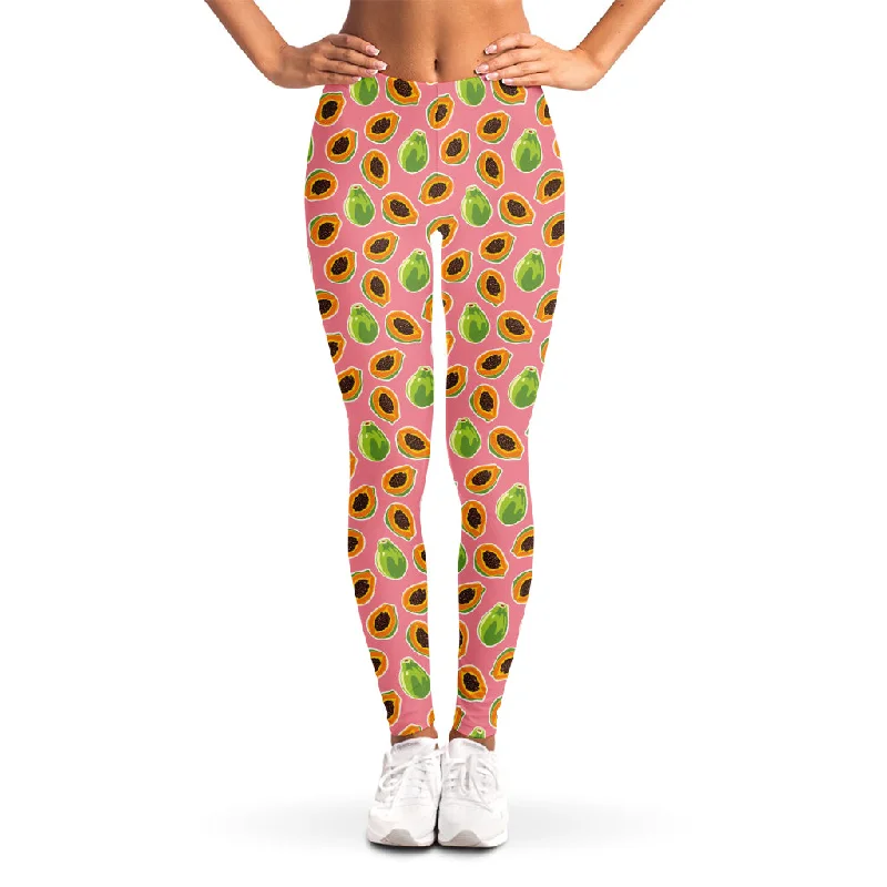 Cute Papaya Pattern Print Women's Leggings