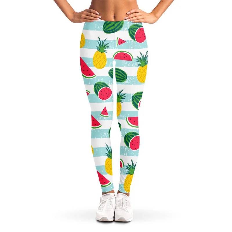 Hurry In Cute Pineapple Watermelon Pattern Print Women's Leggings
