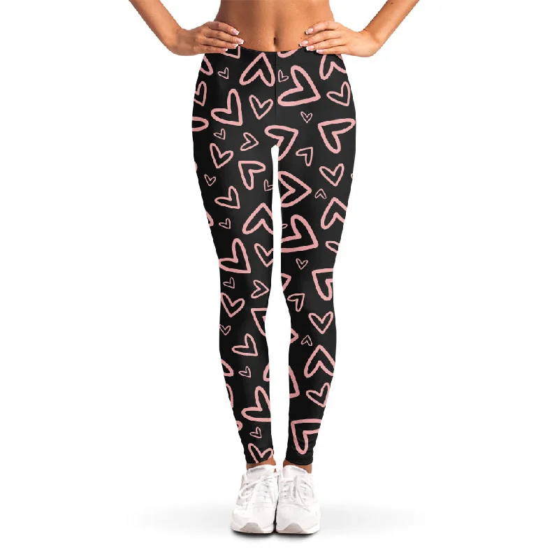 Cute Pink Heart Pattern Print Women's Leggings