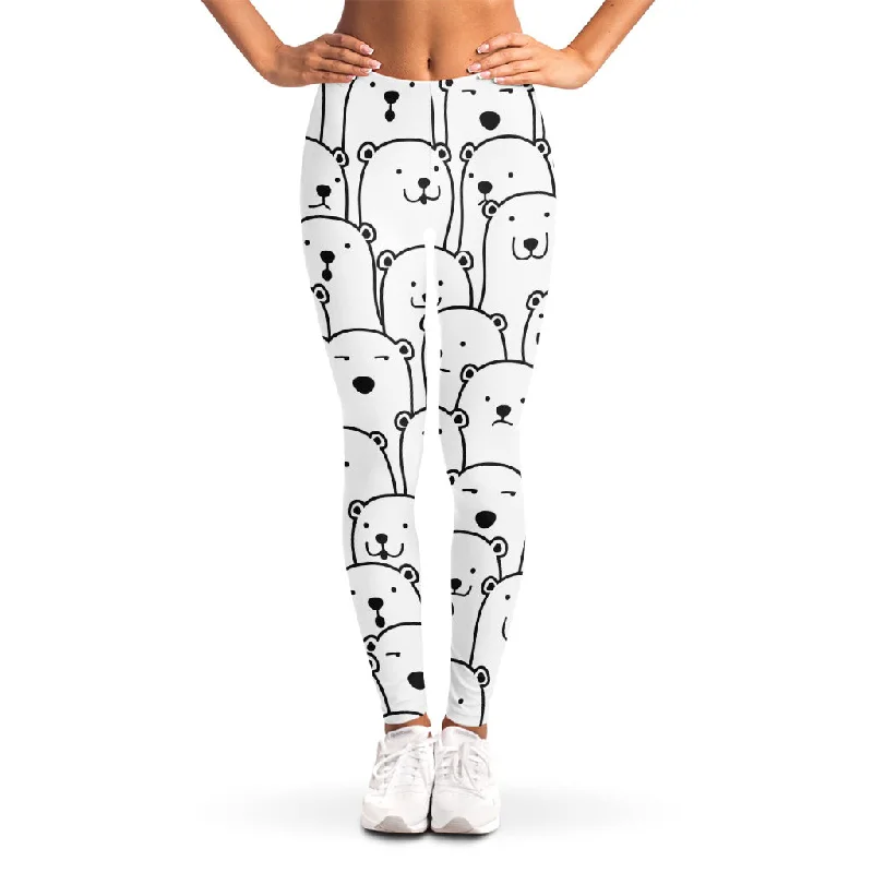 Cute Polar Bear Pattern Print Women's Leggings