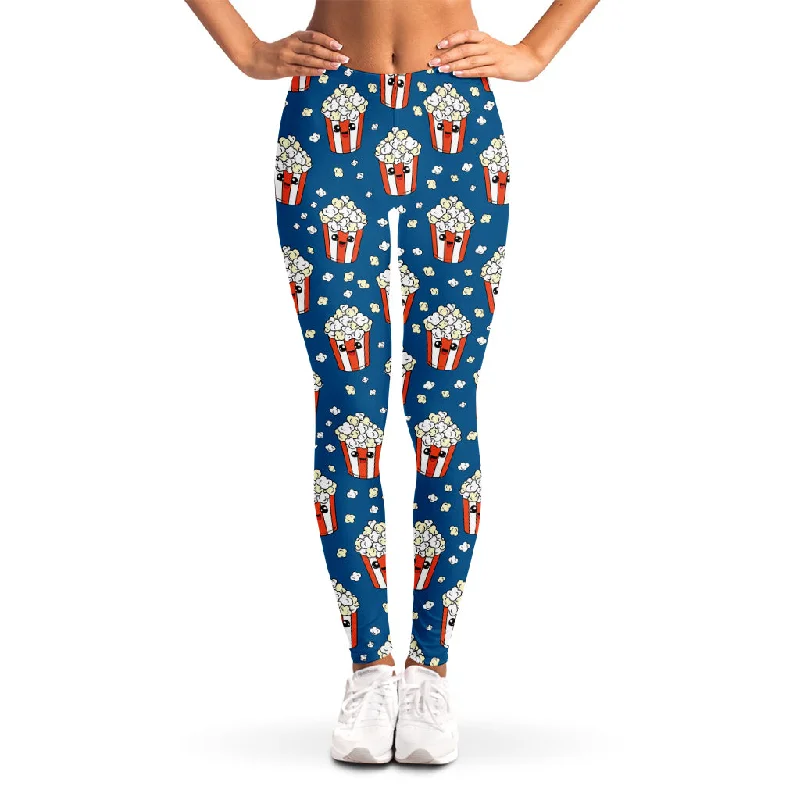 Cute Popcorn Box Pattern Print Women's Leggings