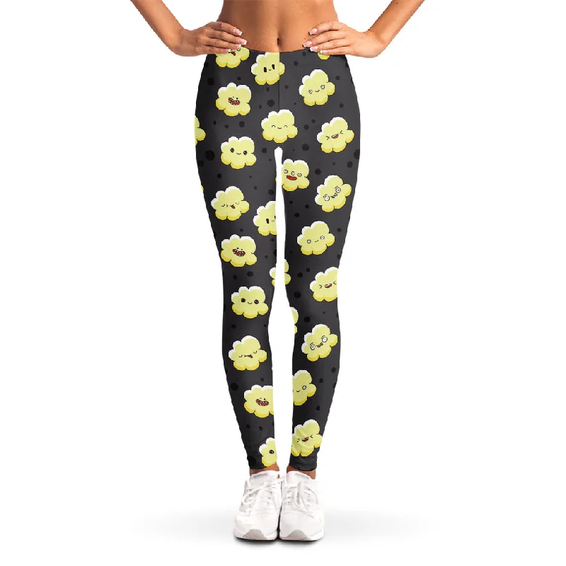 Cute Popcorn Pattern Print Women's Leggings