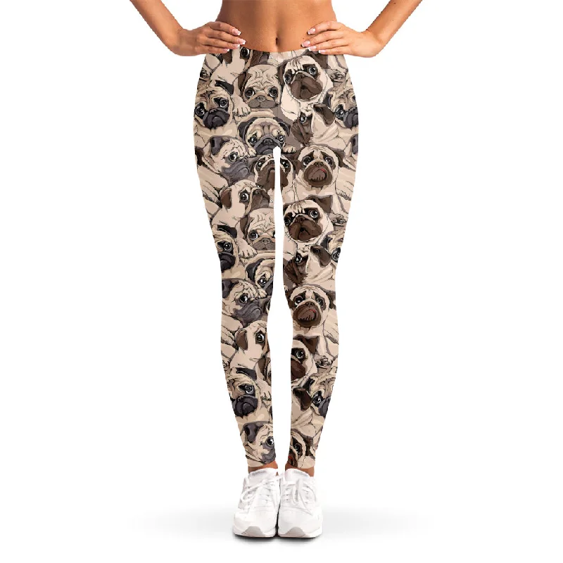 Cute Pug Pattern Print Women's Leggings