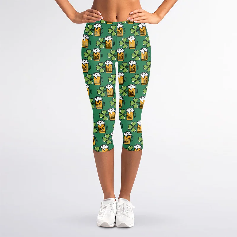 Cute Saint Patrick's Day Pattern Print Women's Capri Leggings