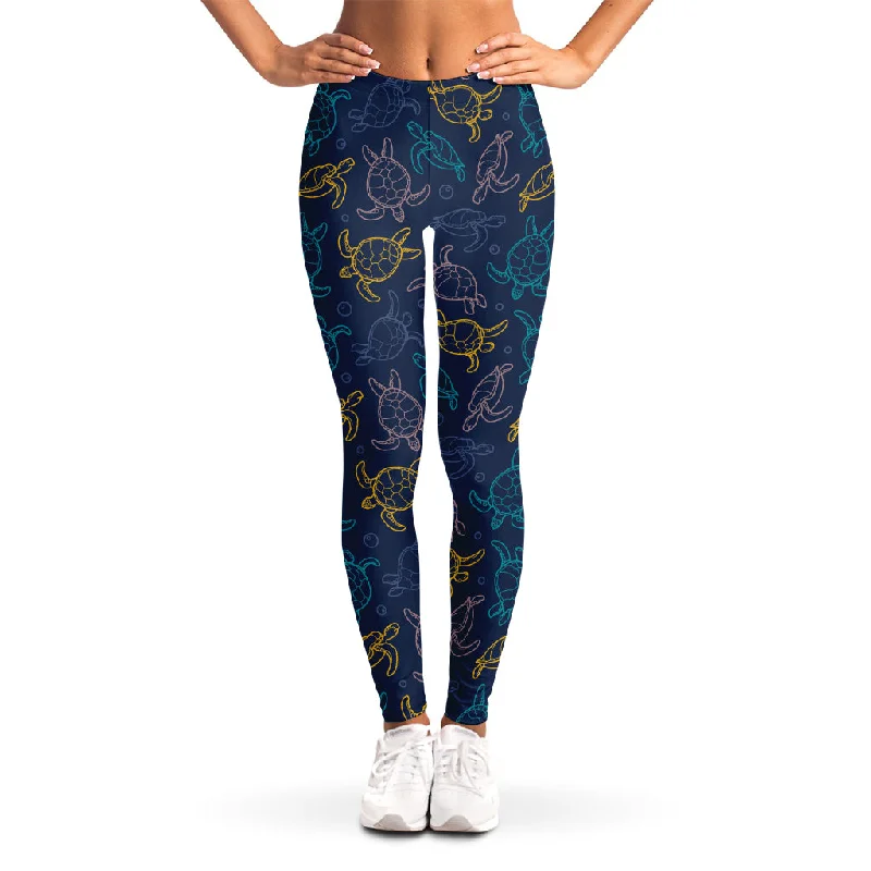 Cute Sea Turtle Pattern Print Women's Leggings