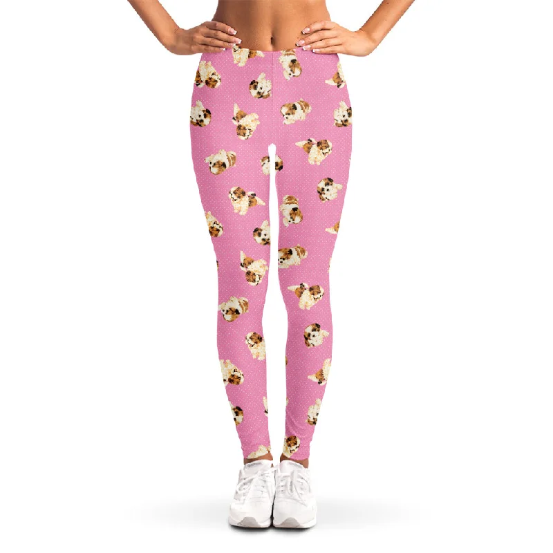 Cute Shih Tzu Pattern Print Women's Leggings