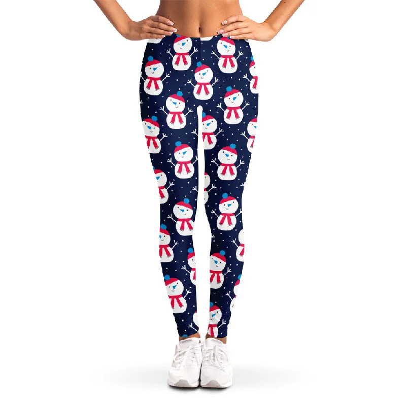 Cute Snowman Pattern Print Women's Leggings