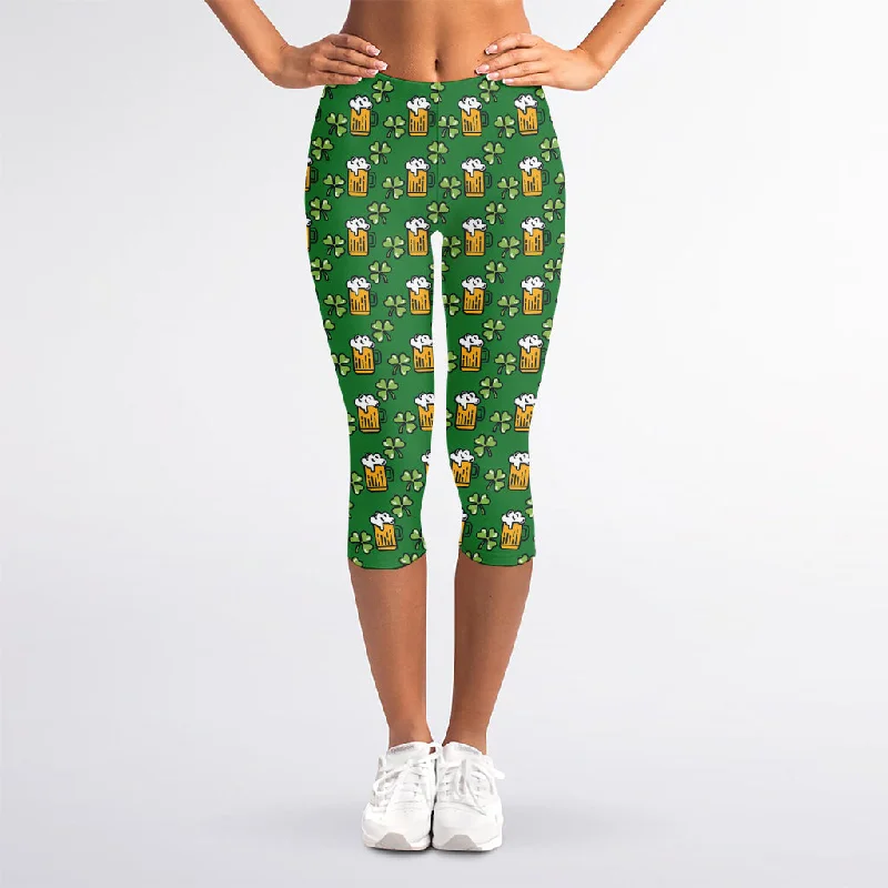 Cute St. Patrick's Day Pattern Print Women's Capri Leggings