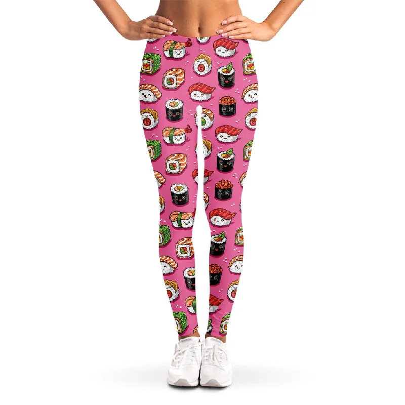 Cute Sushi And Rolls Pattern Print Women's Leggings