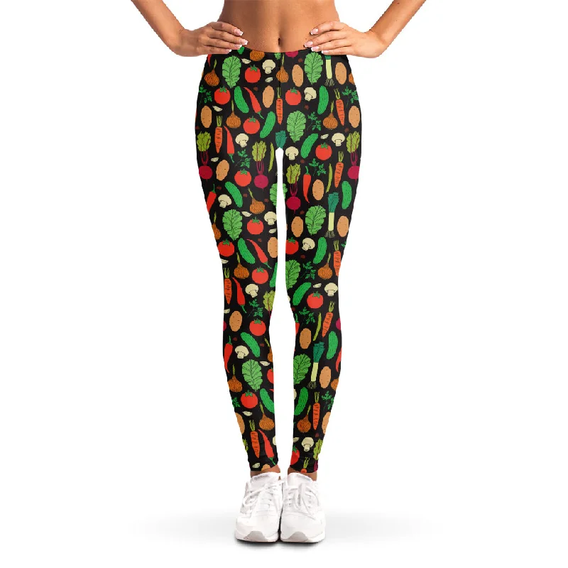 Cute Vegan Pattern Print Women's Leggings