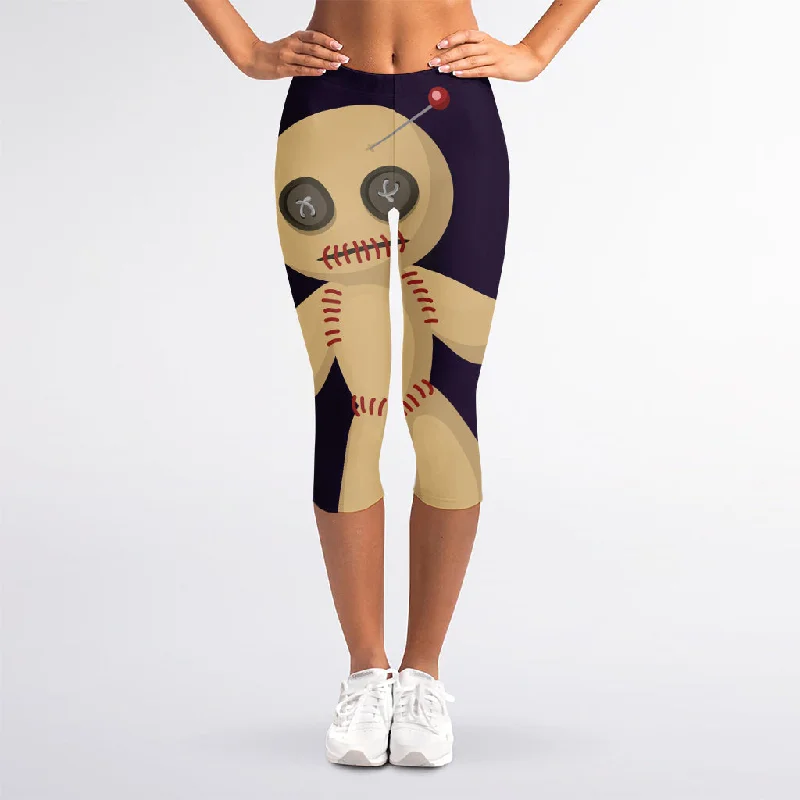 Cute Voodoo Doll Print Women's Capri Leggings