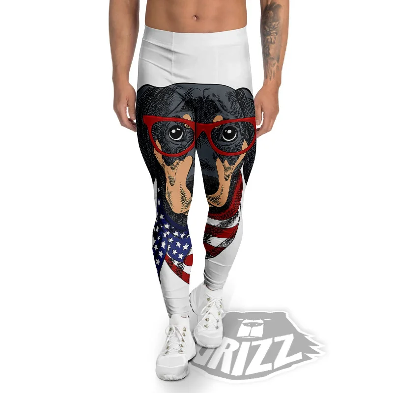 Exclusive Access Dachshund Wearing Red Sunglasses Print Men's Leggings