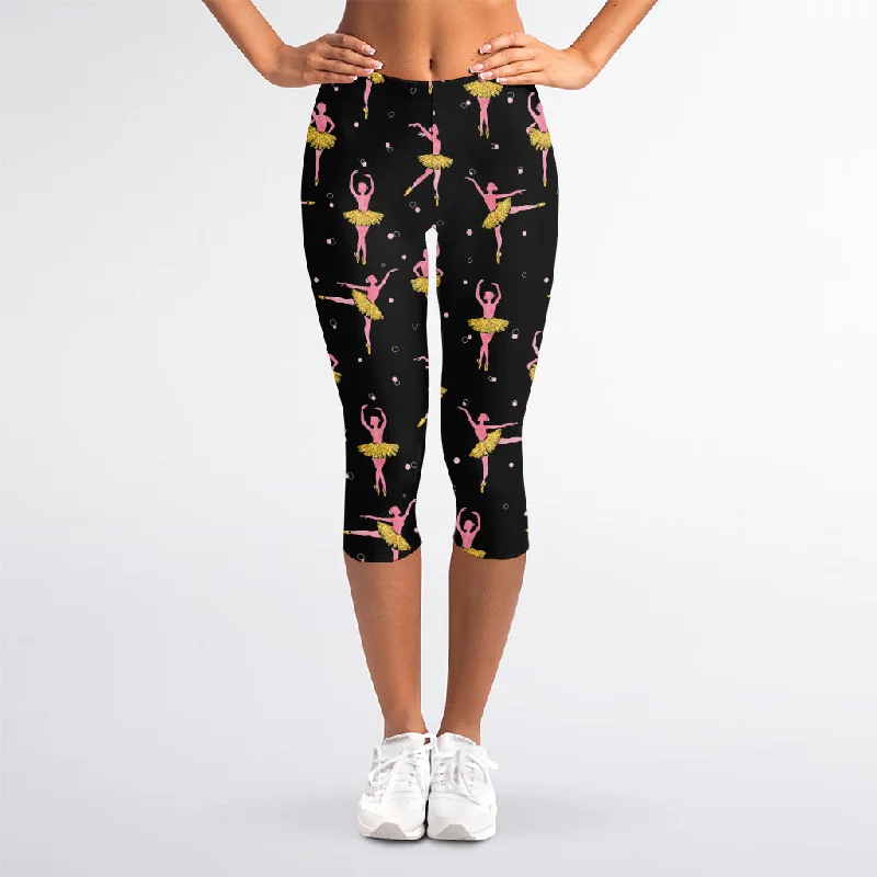 Dancing Ballet Pattern Print Women's Capri Leggings