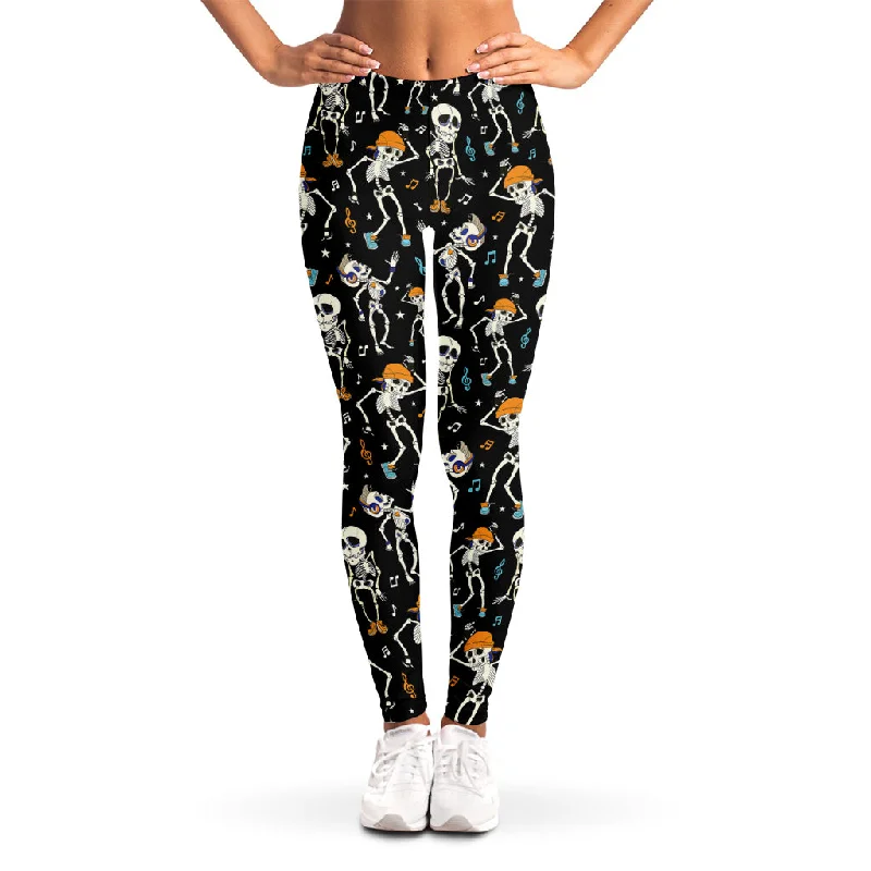 Dancing Skeleton Party Pattern Print Women's Leggings