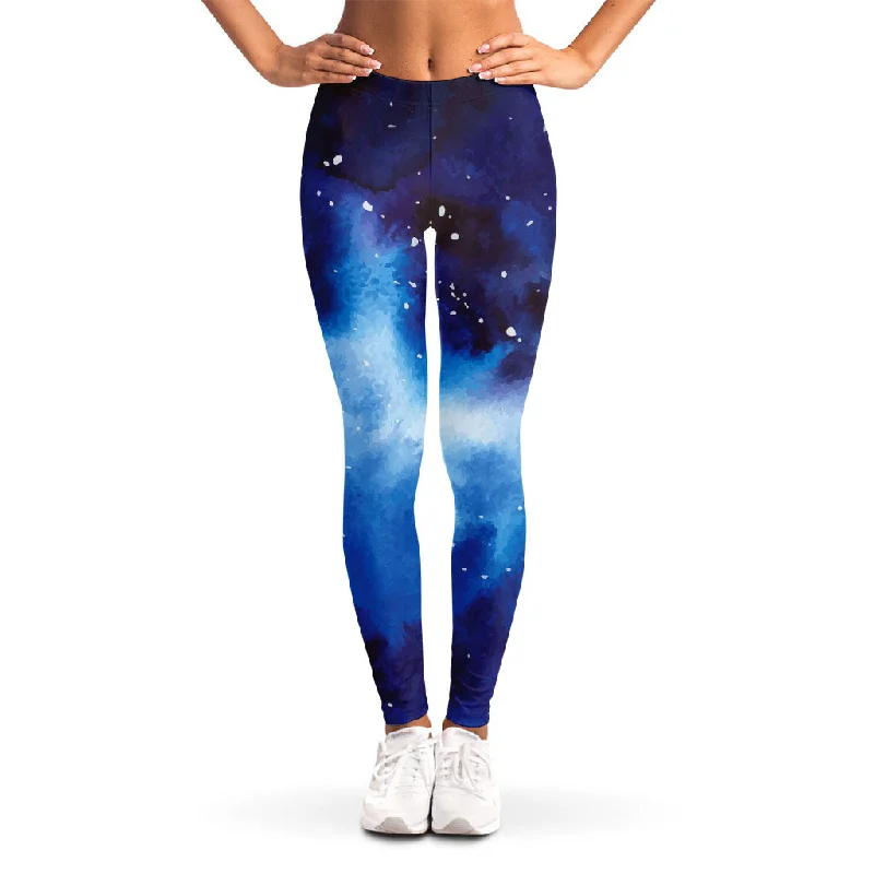 Can't Miss Dark Blue Galaxy Space Print Women's Leggings