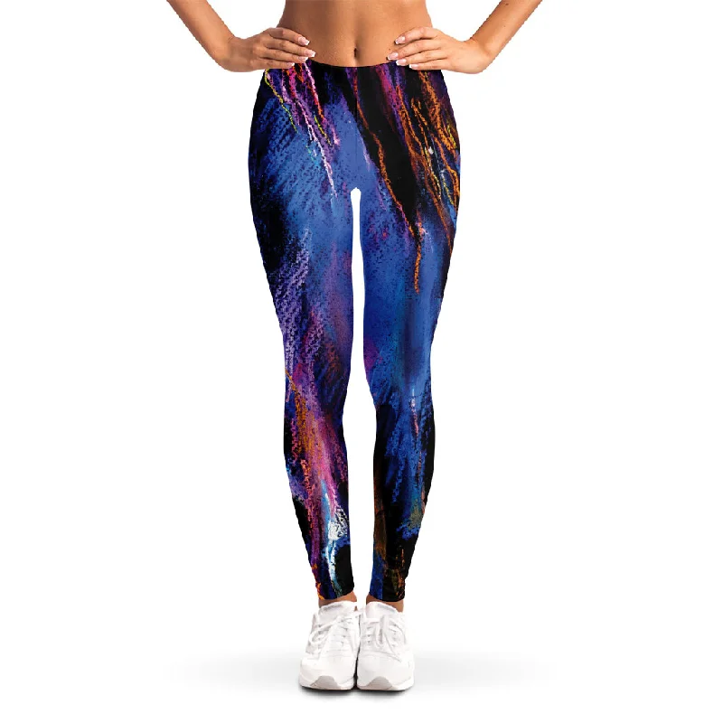 Dark Blue Horse Portrait Print Women's Leggings