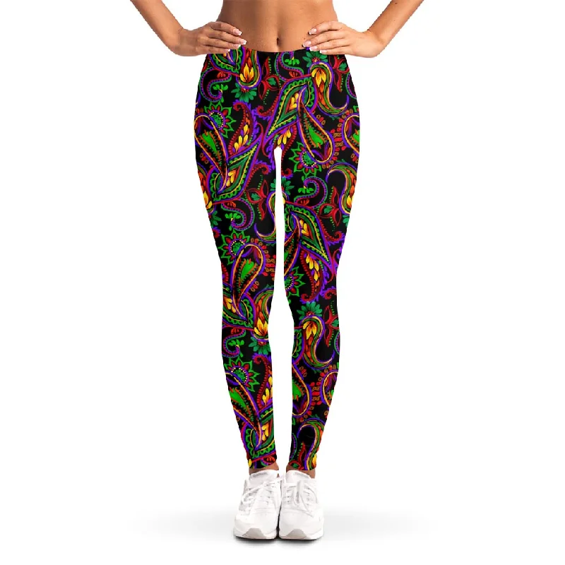 Unbeatable Prices Dark Bohemian Paisley Pattern Print Women's Leggings
