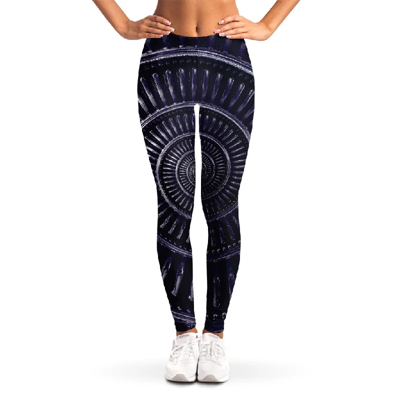 Dark Navy Metal Spiral Print Women's Leggings