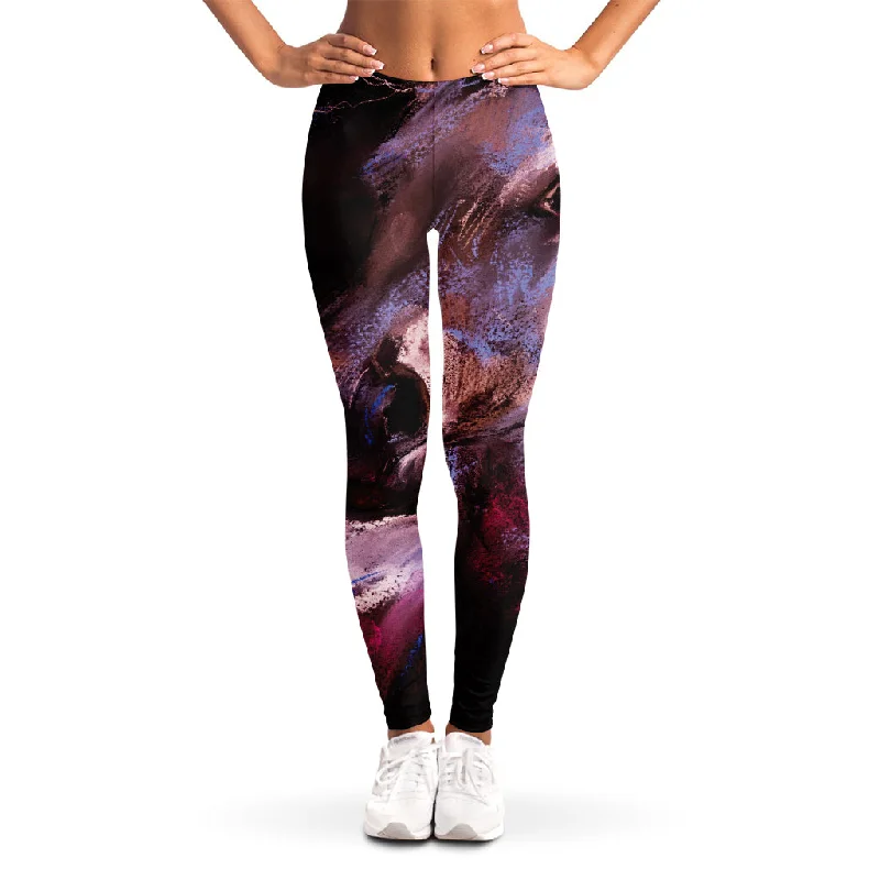 Dark Pink Horse Painting Print Women's Leggings