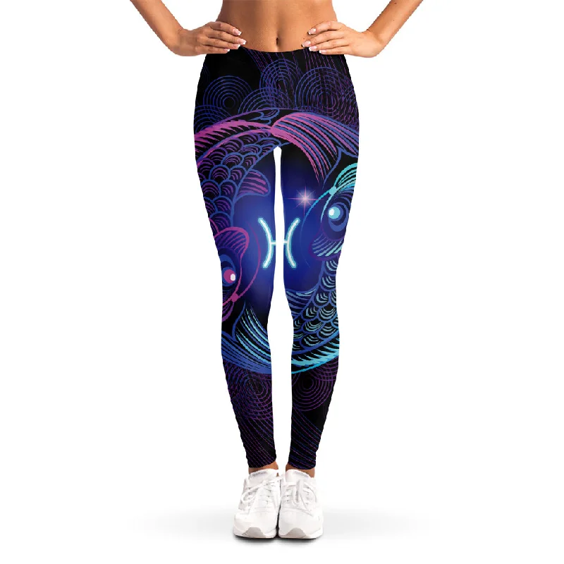 Dark Pisces Zodiac Sign Print Women's Leggings