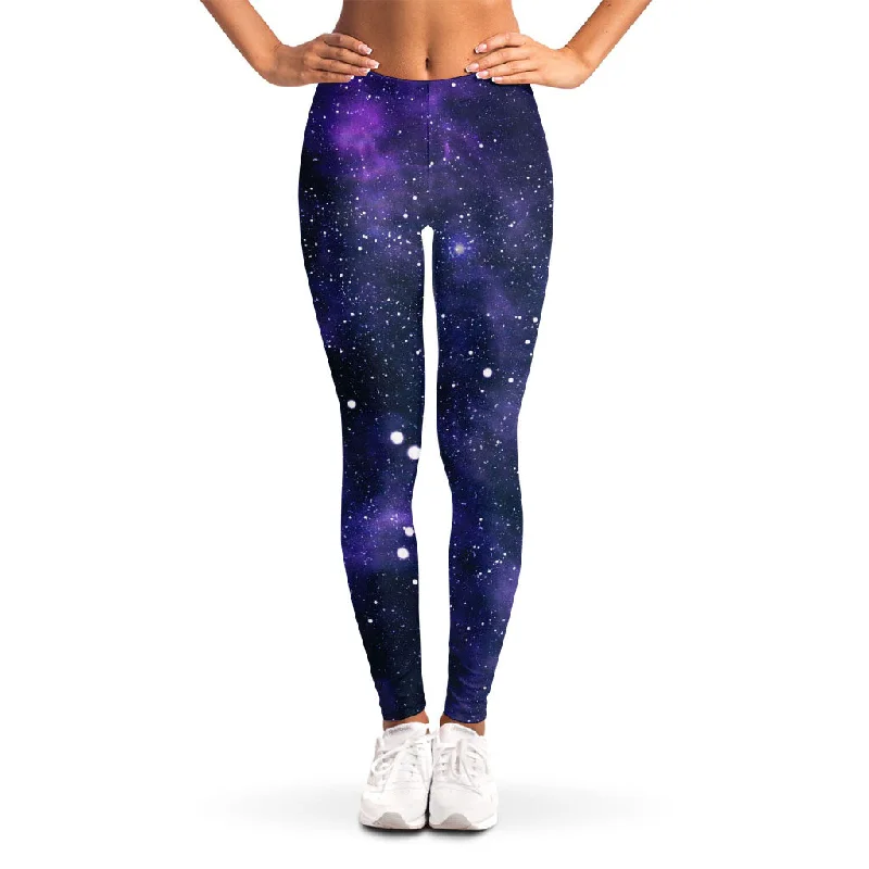 Warehouse Sale Dark Purple Galaxy Outer Space Print Women's Leggings