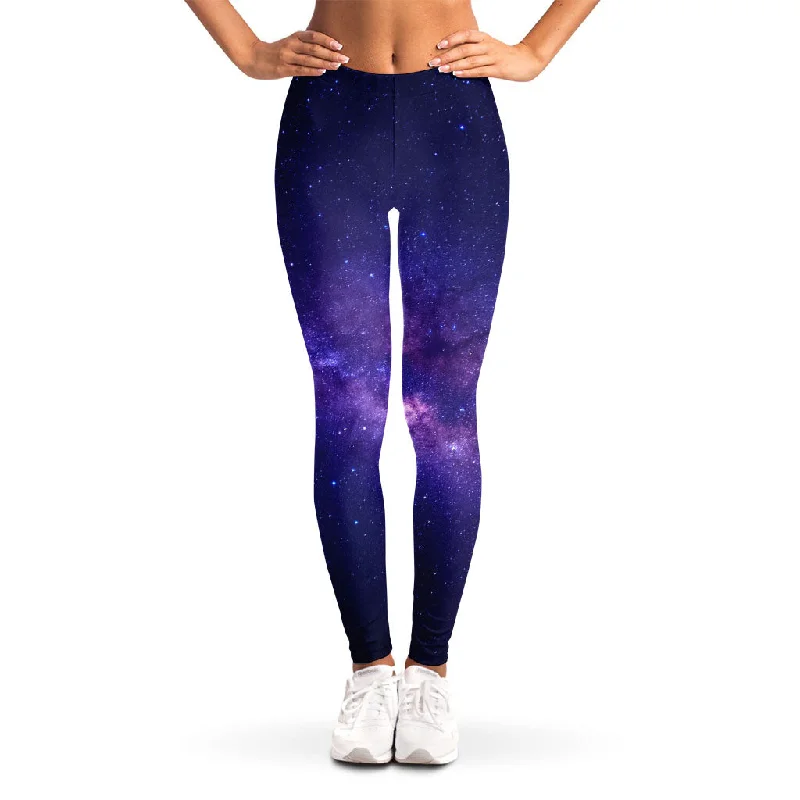 Blowout Sale Dark Purple Milky Way Galaxy Space Print Women's Leggings