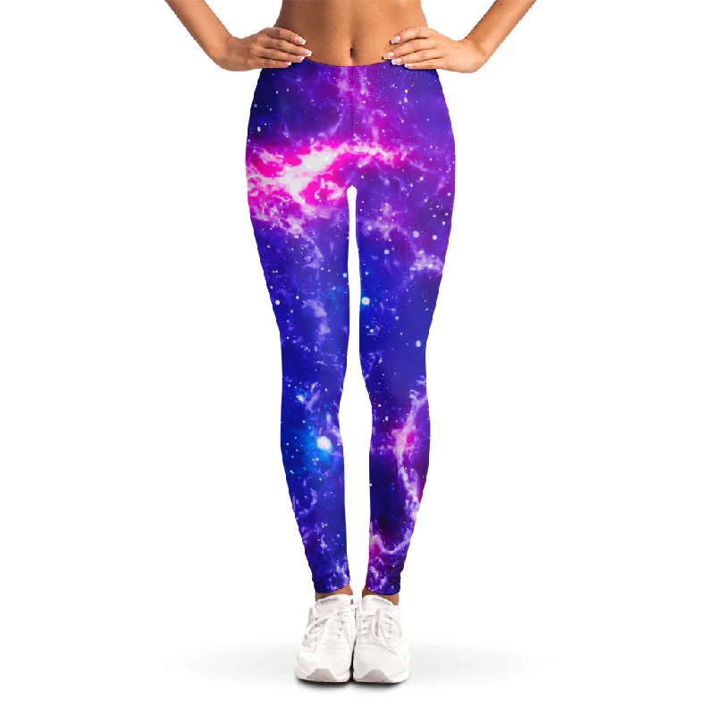 Seasonal Clearance Dark Purple Universe Galaxy Space Print Women's Leggings