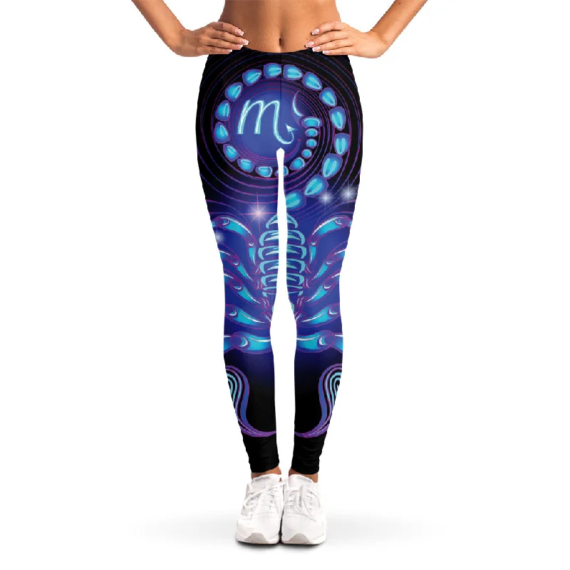 Dark Scorpio Zodiac Sign Print Women's Leggings