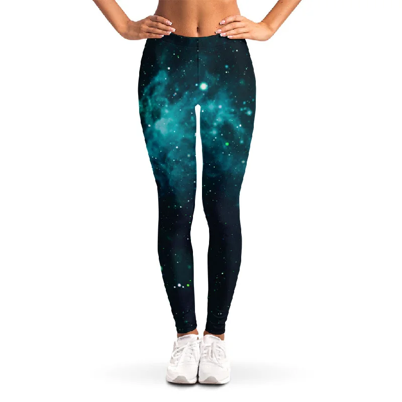 Exclusive Preview Dark Teal Galaxy Space Print Women's Leggings