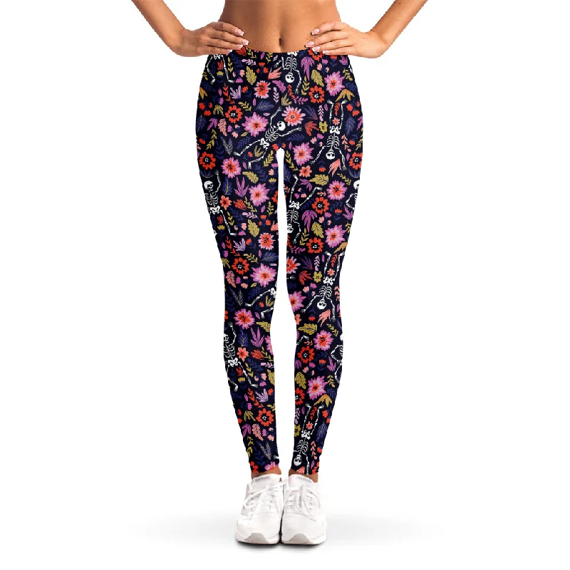 Day Of The Dead Skeleton Pattern Print Women's Leggings