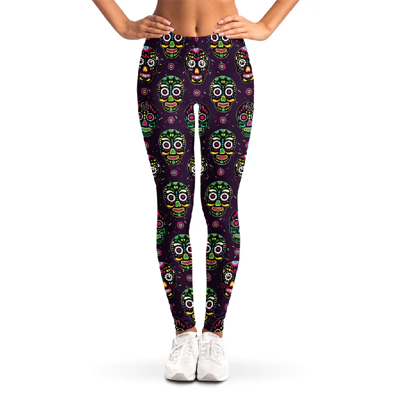 Day Of The Dead Sugar Skull Print Women's Leggings