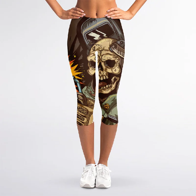 Dead Welder Print Women's Capri Leggings