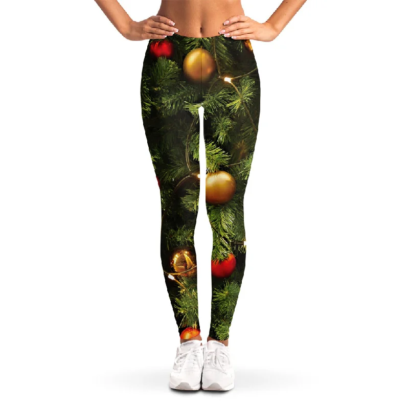 Decorated Christmas Tree Print Women's Leggings