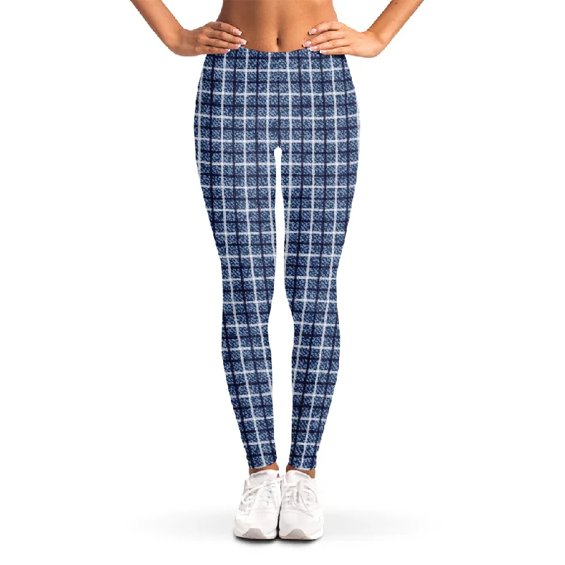 Denim Tattersall Pattern Print Women's Leggings