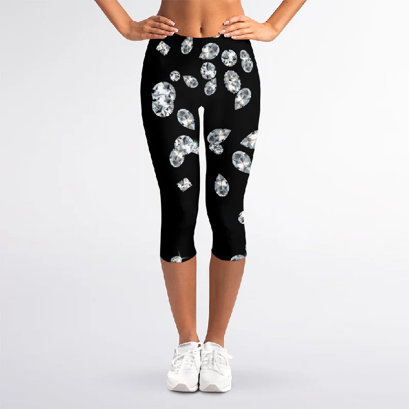 Diamond Gems Print Women's Capri Leggings