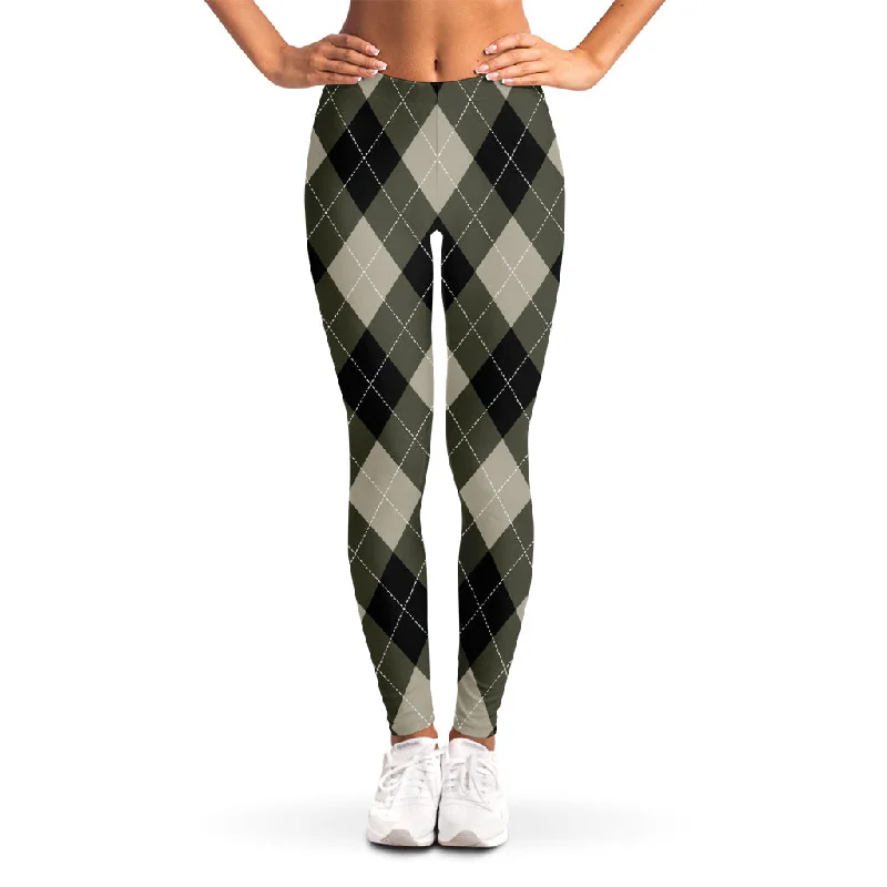 Diamond Shapes Argyle Pattern Print Women's Leggings