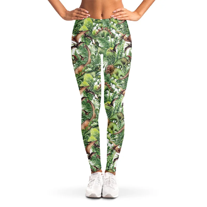 Dinosaur And Prehistoric Plants Print Women's Leggings