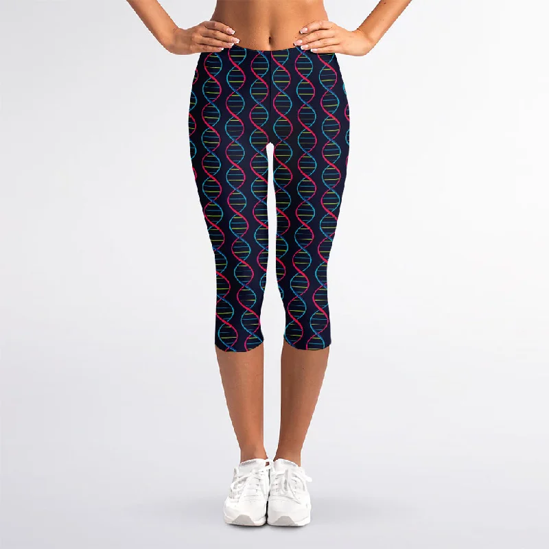 DNA Helix Pattern Print Women's Capri Leggings